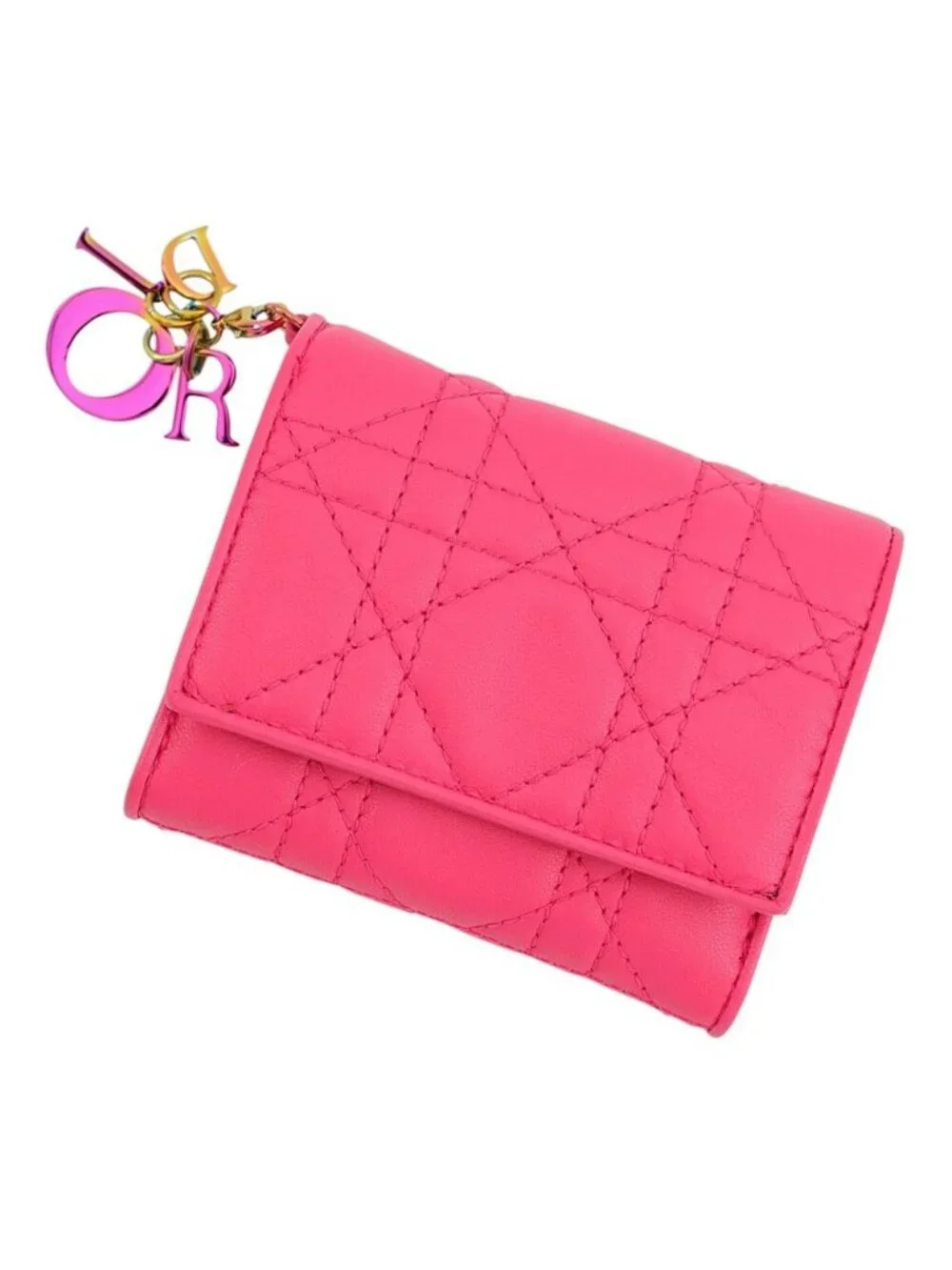 Dior Trifold Wallet Lady Lotus Cannage